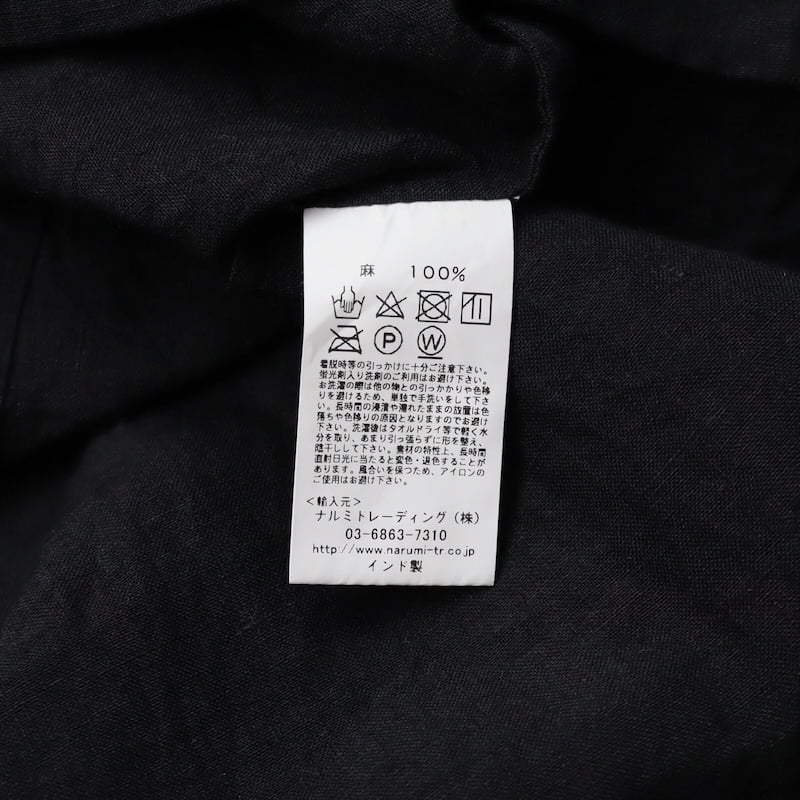 [SOIL]60'S POWER LOOM LINEN PLAIN BACK SIDE GATHERED SHIRT｜INSL21201 /91OFF WHITE /99BLACK