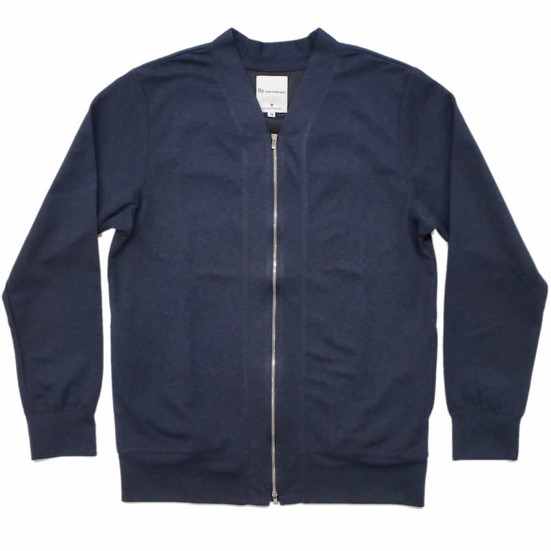 [RE clothing] メッシュダブルフェイス ジップカーディガン：NAVY