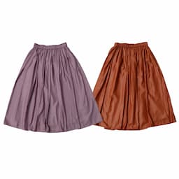 [DONEEYU] レザーライク割繊ギャザースカート｜U-2270 /531スモーキーピンク/331オレンジブラウンイメージ